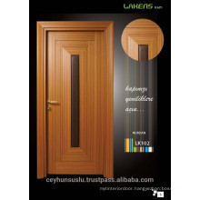2017 Design Wooden Molded Teak Interior Door with Centered Leather Design